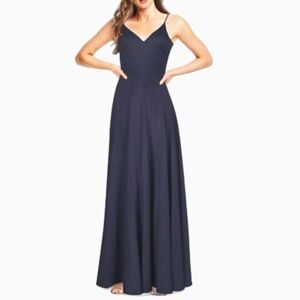 NWT AIDAN MATTOX Washed Charmeuse Seamed Dress Navy 2